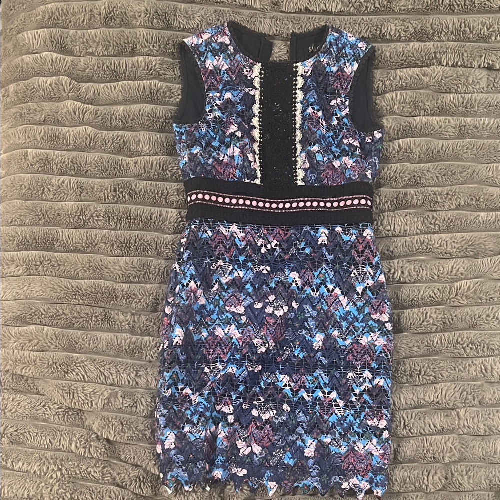 SALONI Blue and Purple Mini Dress